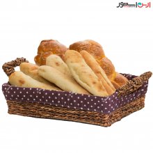 Rectangular bread basket with wicker handle