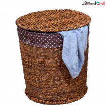 Small round wicker clothes basket
