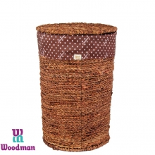 Large cylinder wicker clothes basket